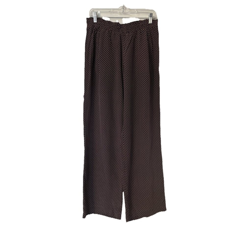 Club monaco 100% silk Pull On pants size 4 Brown Navy Pockets Wide Leg